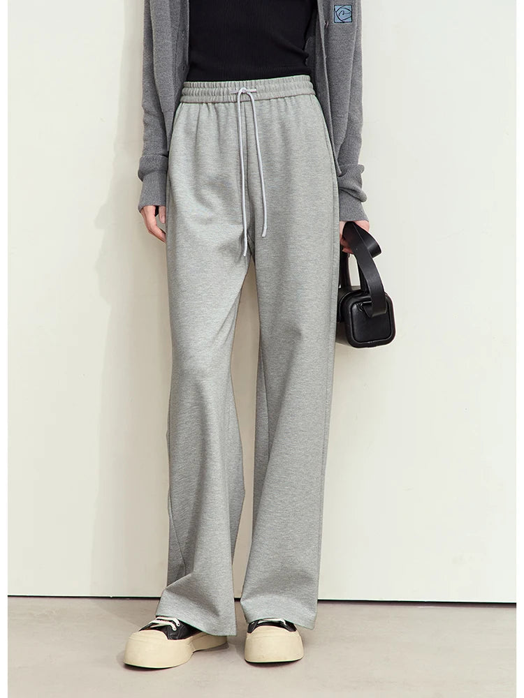 AMII Minimalism Casual Pants for Women 2025 Spring Wide Leg New Loose Vertical Elastic Waist Drawstring Sporty Trousers 12343338