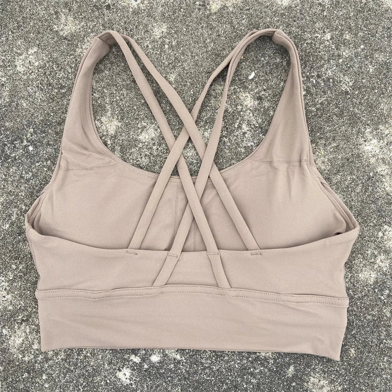 Solid Color Fitness sport Bra Women Cross soft high strength Tight Top Comprehensive Training Gym Yoga Underwear With Chest Pad