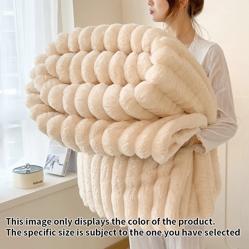 Light luxury Multifunctional Solid Color Rabbit Velvet Blanket Winter Thick Warm Flannel Used For Bedroom Living Room Blanket