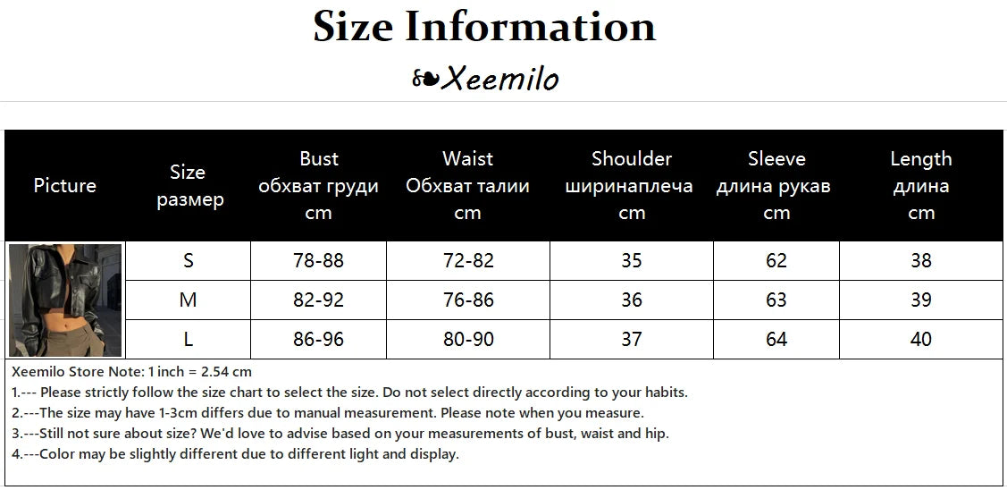 Xeemilo Autumn Faux Leather Short Jacket Y2K Turn-down Collar Fashion Botton Decoration PU Coat 2022 Grunge Street Casual Coats