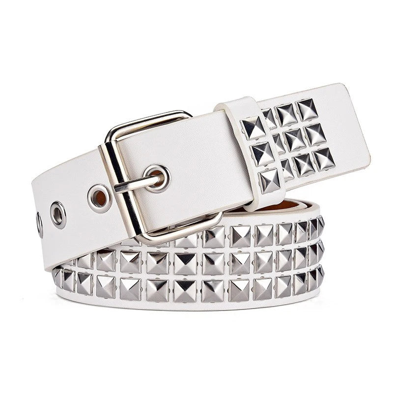 Fashion New Square Bead Rivet Belt Metal Pyramid Belt Men and Women Punk Hardware Jeans Belt Y2K Belt Designer Belt Women's Belt