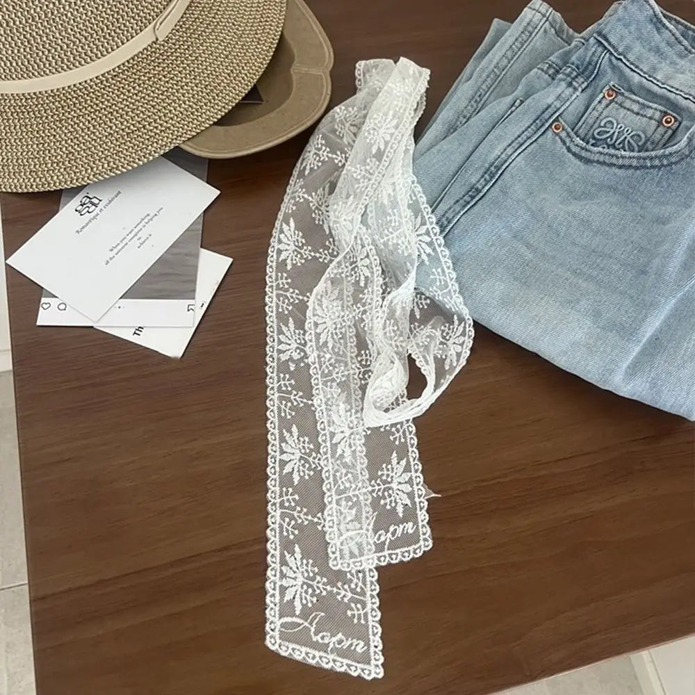 Unique Y2k Long Lace Waistband Bow Thin Lace Waist Belt Floral Tie Up Dress Jeans Belt Streetwear