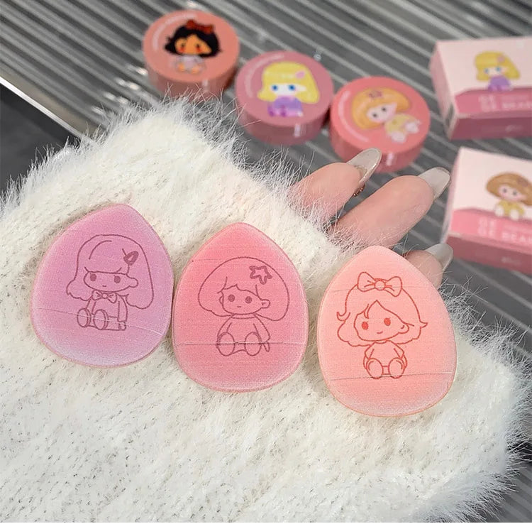 Cushion Blush Blendable Shade with Powder Puff Whitening without Sticking Long Lasting Gege Bear Makeup Blusher