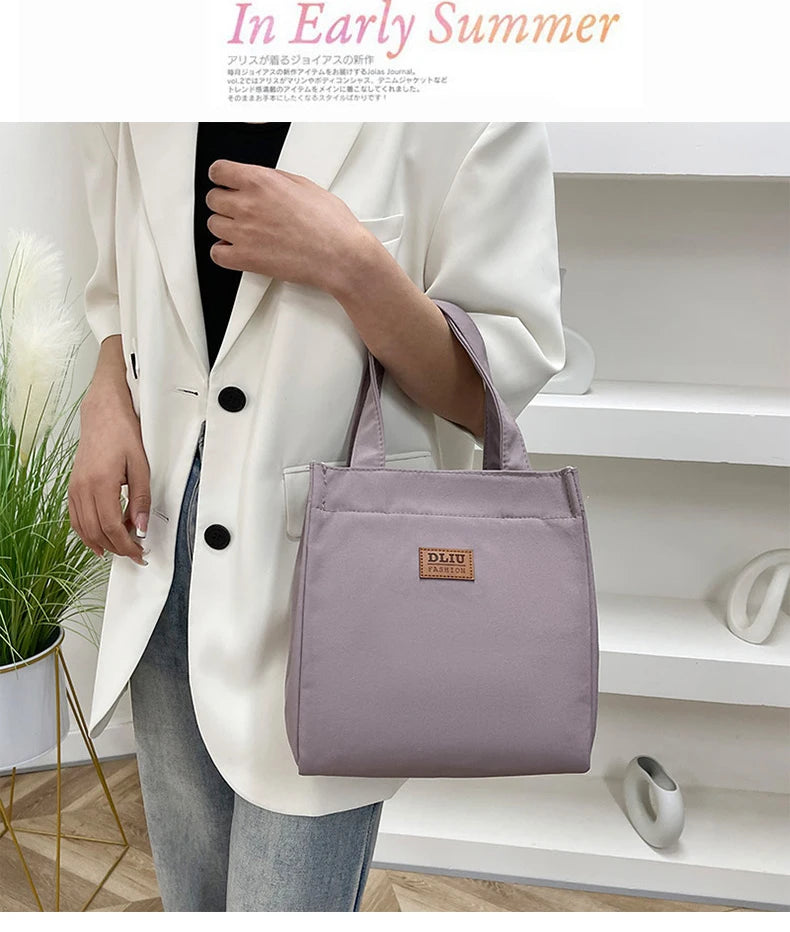Large Capacity Lunch Bag with Aluminum Foil Insulation for Work, Simple and Practical Top Handle Bag