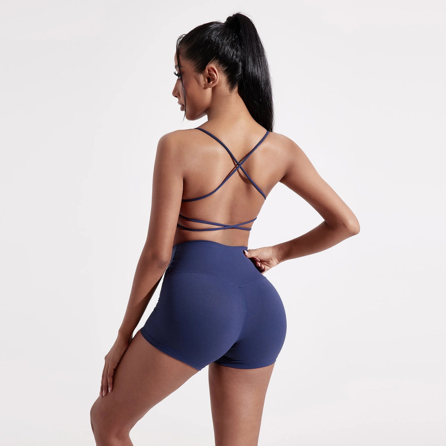 Solid Color Gym Yoga Underwear Women Cross Back Straps Fitness Bra High Strength Tight Sport Top Comprehensive With Chest Pad