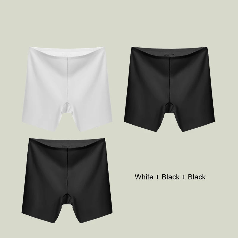 3PCS Women Underwear Slimming Shorts Seamless High Waist Shaper Panties Underware Safety Short Pants Ice Silk Women's Protective