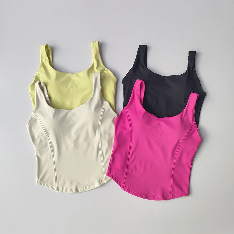 High Strength Back Fitness Tank Top Women's Running Shockproof Sports Bra High Elastic Gathering Nude Yoga Bra for External Wear