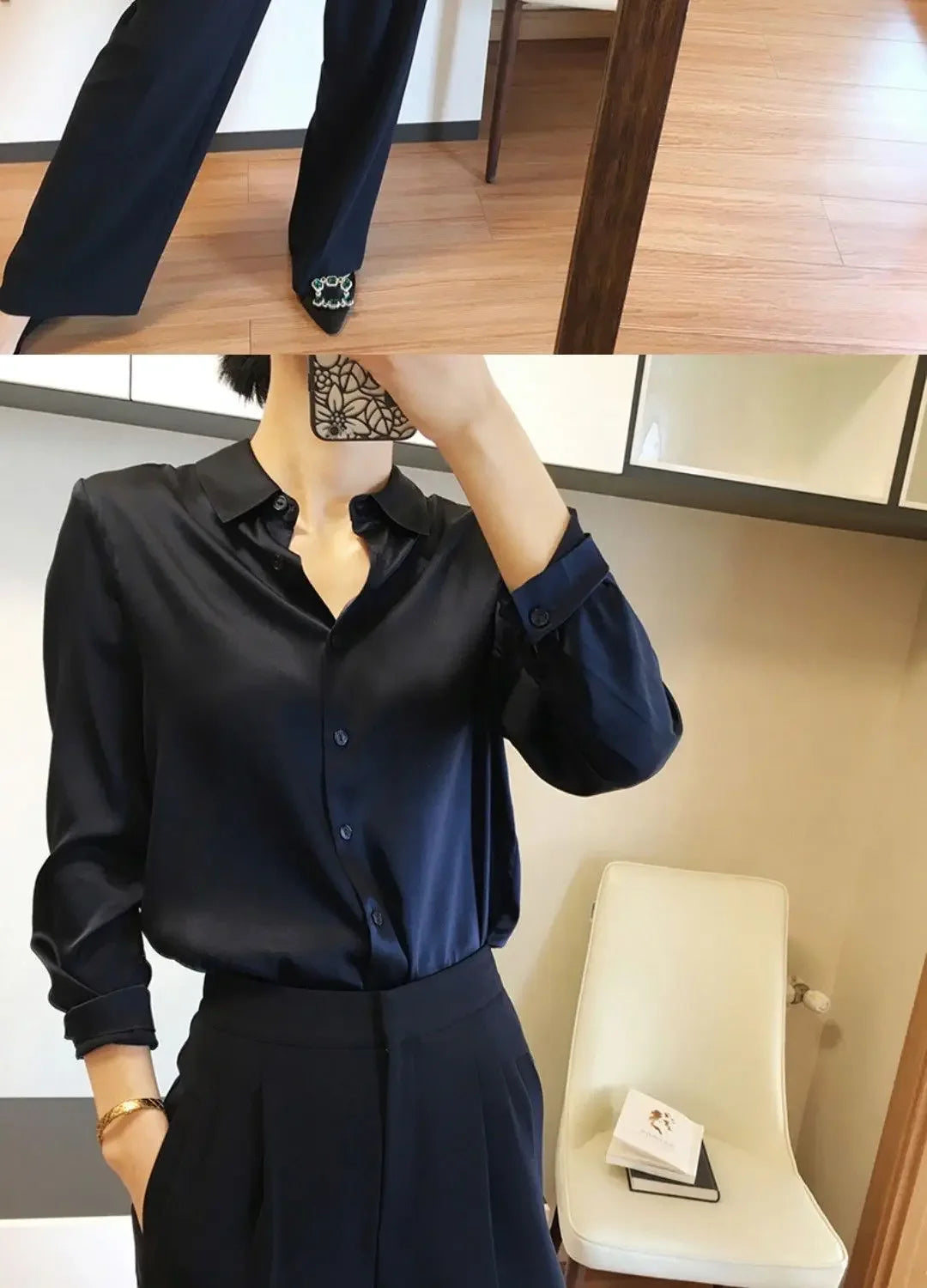 Silk Brown Clothes Wear To Work Office Outfits Long Sleeve Purple Spring Formal Tops for Women Satin Womens Shirt & Blouse Cool