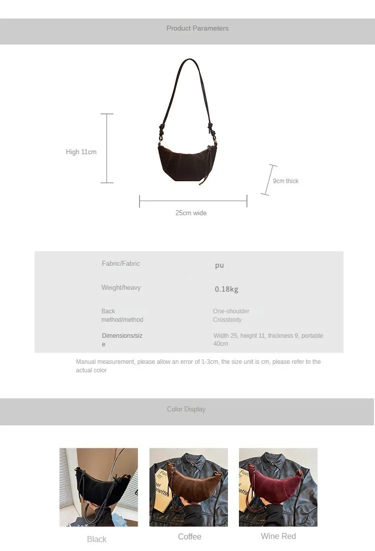 Velvet Material Zipper 2025 High Quality Shoulder Bag Solid Color Simple Fashionable Crossbody Bag Soft Western Style Handbag
