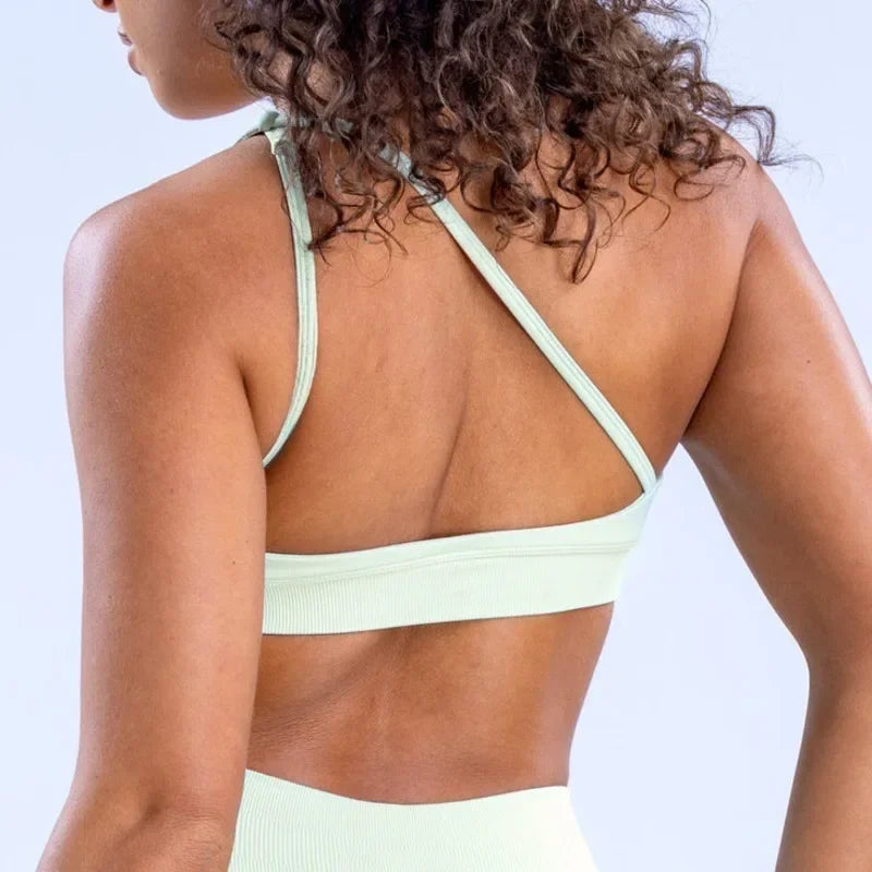 Brassiere Bra Women Seamless Halter Top High Support Push-up Open Back Gym Wear Fitness Yoga Underwear Customizable Labels