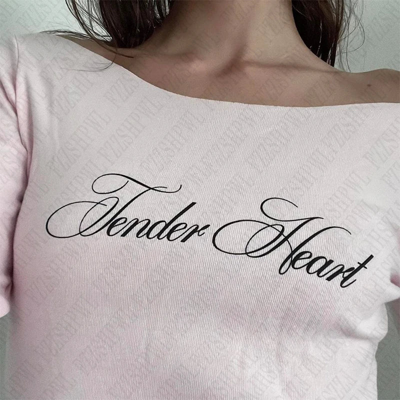 Y2K Emo Girl Gothic Letters Printed Casual Long Sleeve T-Shirt Harajuku Retro Punk Rock Hip Hop Aesthetic Top Women's Streetwear