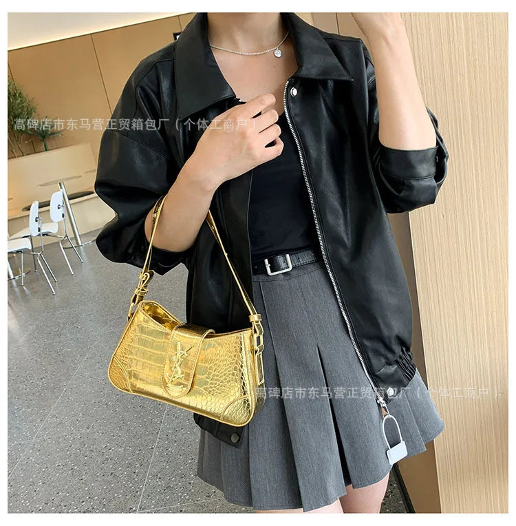 Texture Stone Patterned Armpit Bag 2025 New Simple Single Shoulder Women's Bag Temperament Crossbody Bag Small Fragrance Style