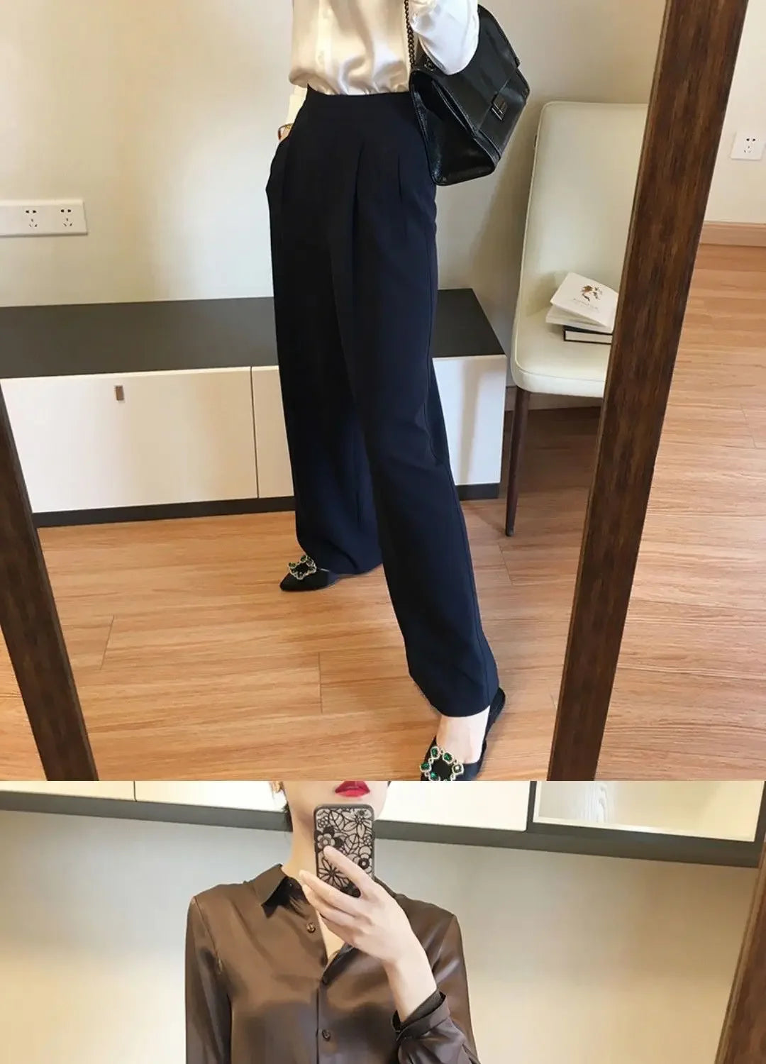Silk Brown Clothes Wear To Work Office Outfits Long Sleeve Purple Spring Formal Tops for Women Satin Womens Shirt & Blouse Cool