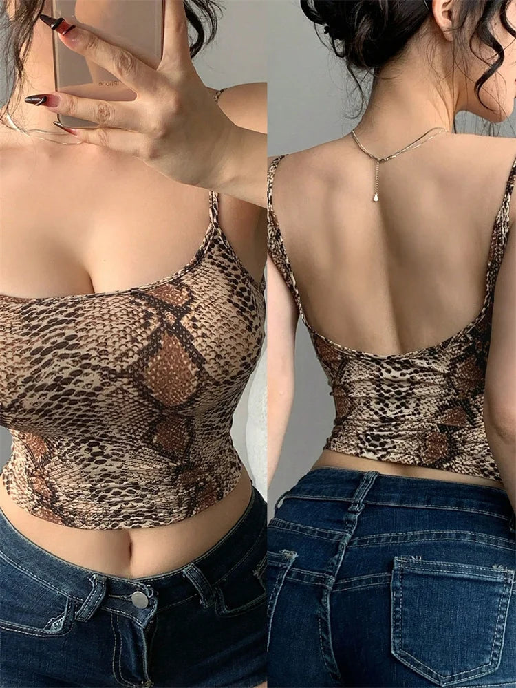Women Backless Cami Crop Top Summer Solid Color Casual Sleeveless Top Streetwear Y2K Clothes