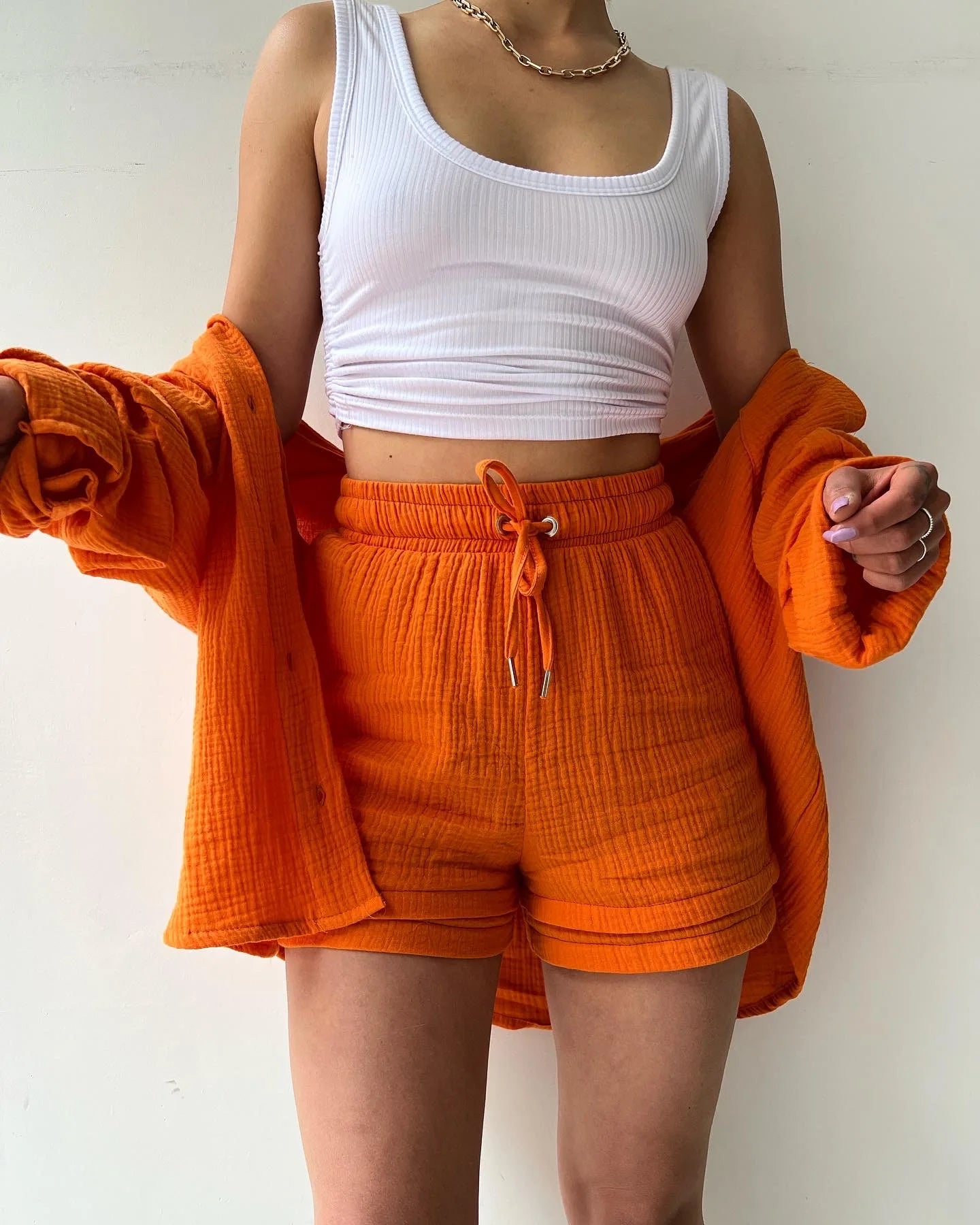Solid Color Casual Loose Short Pants Sets For Women 2025 Elegant Summer Women's Two Pieces Suit Full Set Female Outfit Clothes