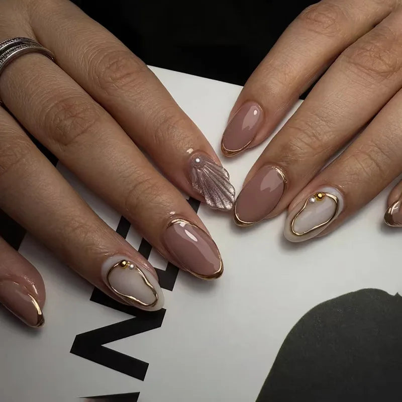24Pcs False Nails Spicy Girl Silver Bow with Diamond Fake Nails with Glue Almond Press on Nails Black Cool Y2k Almond Nail Set