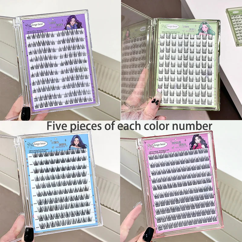 Gege Bear No-Glue False Eyelashes - Easy 3-Step Application, Natural Look, Perfect for Beginners with Sunflower Desig