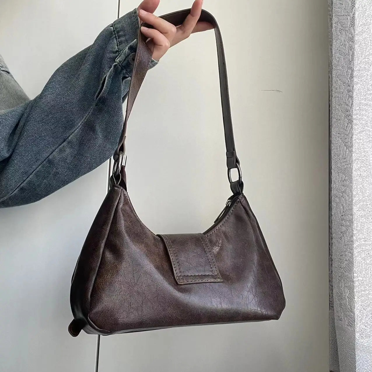 2025 Spring Hot Selling Maillard Style Retro Style Small Bag Spicy Girl Y2K Wasteland Style Vintage Leather Shoulder Armpit Bag