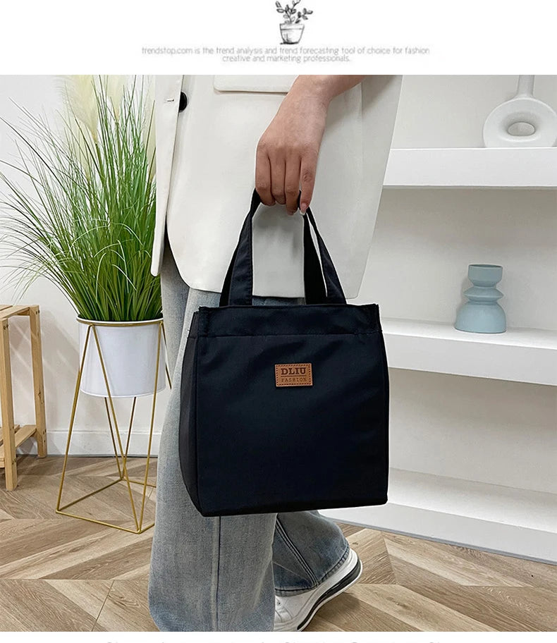 Large Capacity Lunch Bag with Aluminum Foil Insulation for Work, Simple and Practical Top Handle Bag