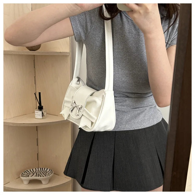Trendy Bow Shoulder Bag Handbag Casual Underarm Bag Daily Commuting Bags PU Leather Lady Banquet Bag Business Women's Bags