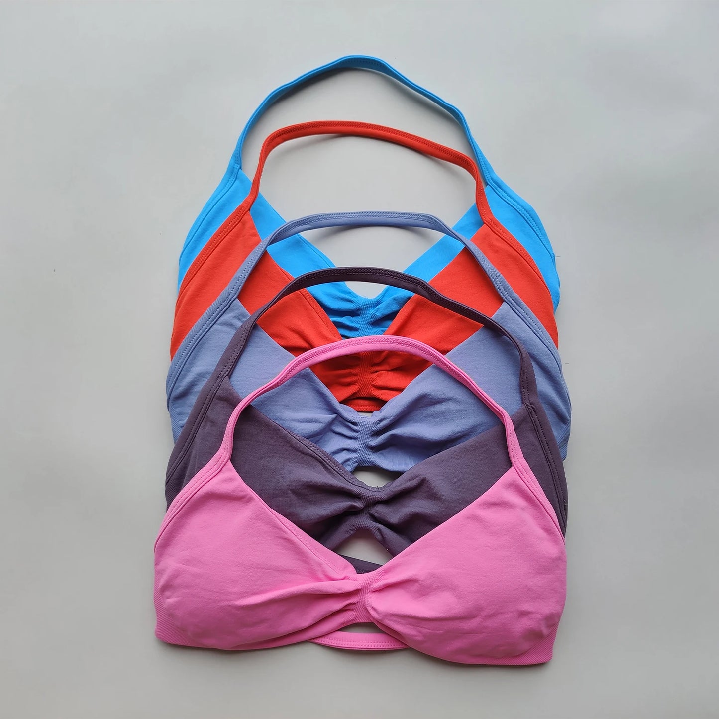 ARFTE Sports Bra Strappy Backless Yoga Gym Bra Removable Cups Women Workout Clothing Gym Top Halter Sport Bras