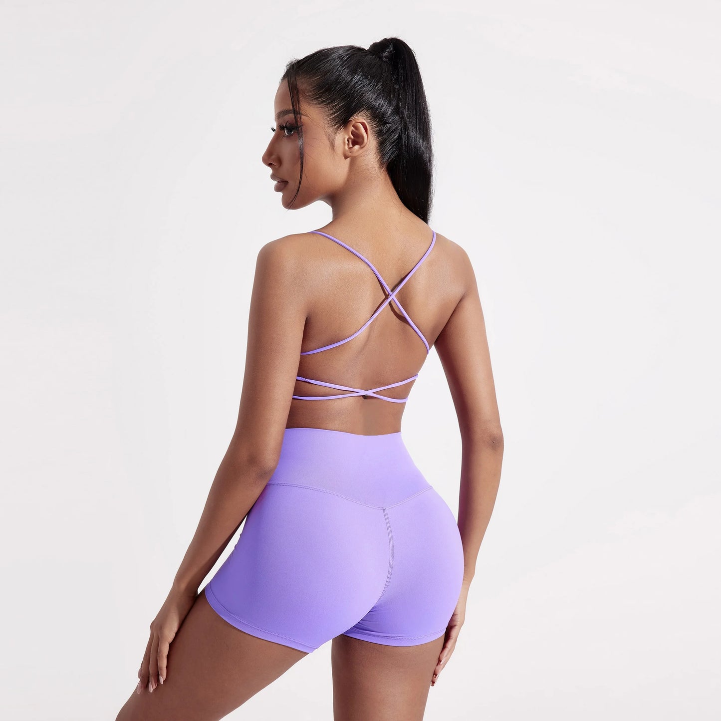 Solid Color Gym Yoga Underwear Women Cross Back Straps Fitness Bra High Strength Tight Sport Top Comprehensive With Chest Pad