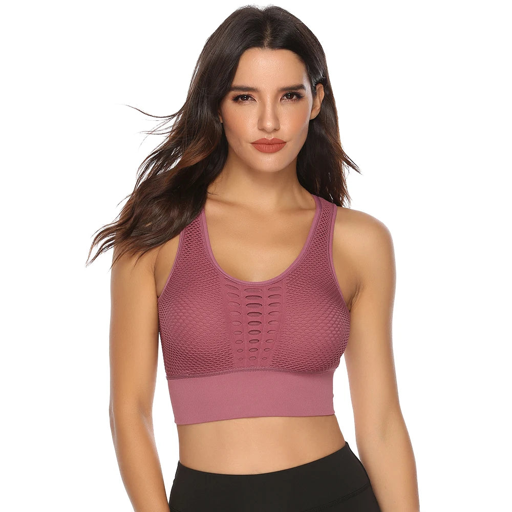 Hot Fitness Women's T-shirts Workout Sports Bra Yoga Vest Backless Solid Quick Dry Running Gym Sport bra Yoga Shirts Tank Top