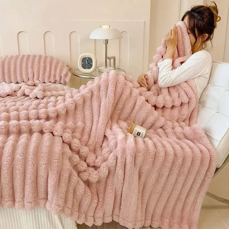 Winter Tafu Velvet Children's Comfortable Blanket Thick Coral Fleece Throw Blankets Adults Office Nap Blanket Sofa Small Cover