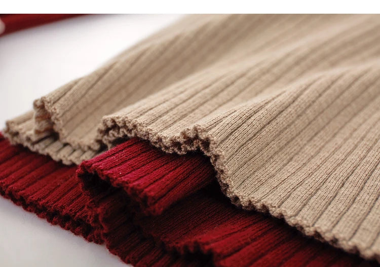 Amii Minimalism 2024 Sweater for Women Autumn New Office Lady Basic Lapel Striped Slim Knitted Tops Solid Trendy Blouse 12444058
