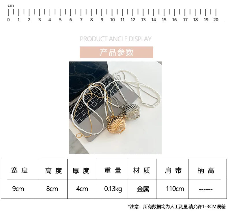 2025 New Summer Lipstick Bags for Women Fashion Pearl Mini Purse Crossbody Bag High Quality Gold Shell Bag Designer Shoulder Bag
