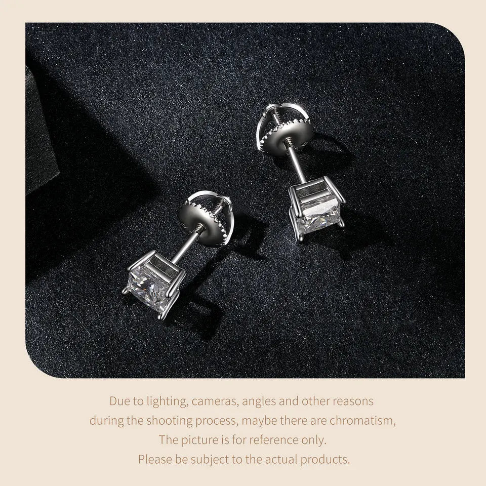 Bamoer 0.5-1ct Moissanite Screw Back Earrings for Women, D Color VVS1 Clarity Lab Created Diamond Earring White Gold Earrings