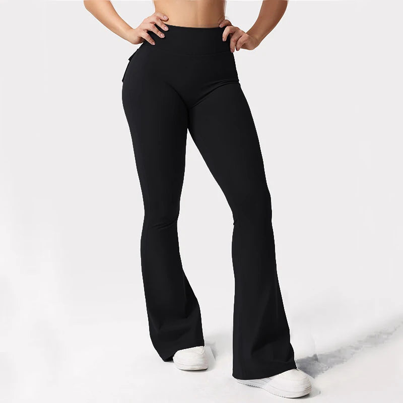2024 Newest Women Wide Leg High Stretch Yoga Leggings Naked Feeling Compression Fitness Workwear with pockets Yoga Pant 
