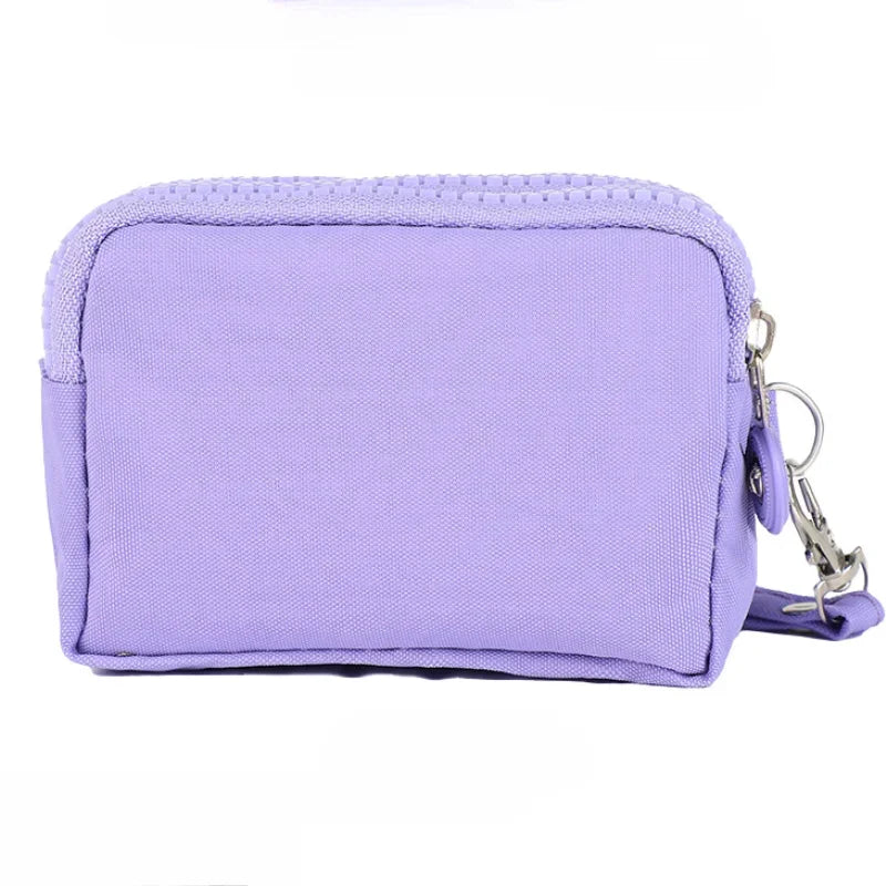 Mini Nylon Coin Purse Key Bag Women Wallets Zipper Waterproof Portable Three Layer Card Holder Female Girl Handbag Headphone Bag