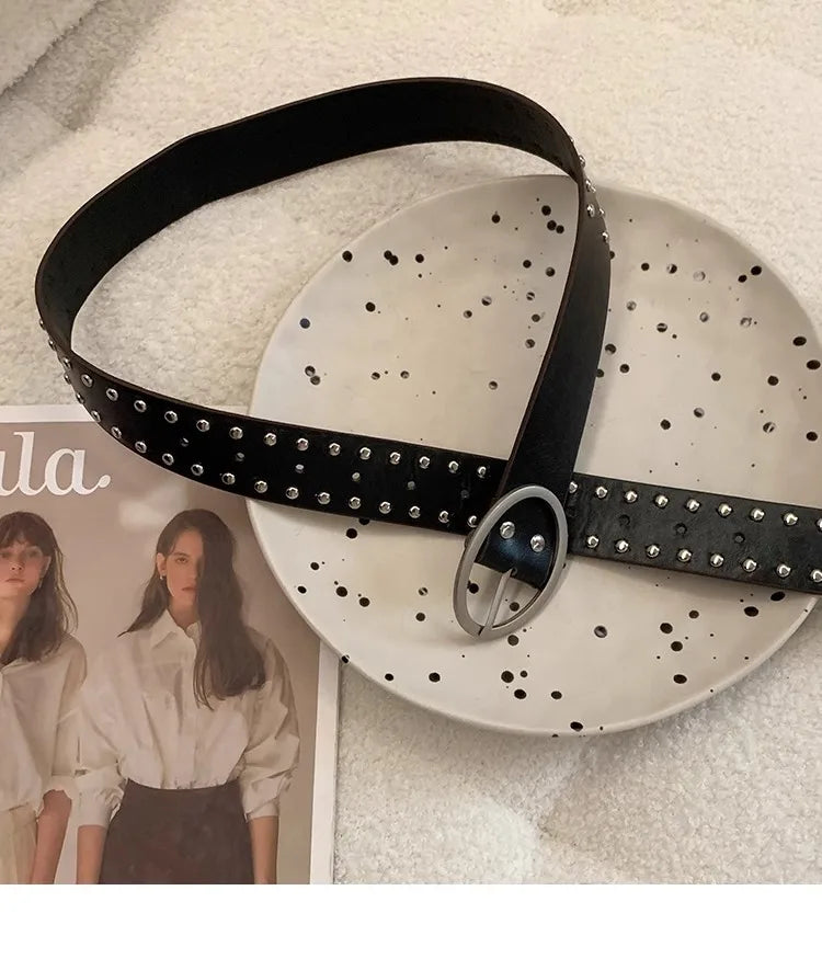 Bohemian Rivet Belt Women 2024 New High-End Design Niche With Dress Y2K Belt Trend