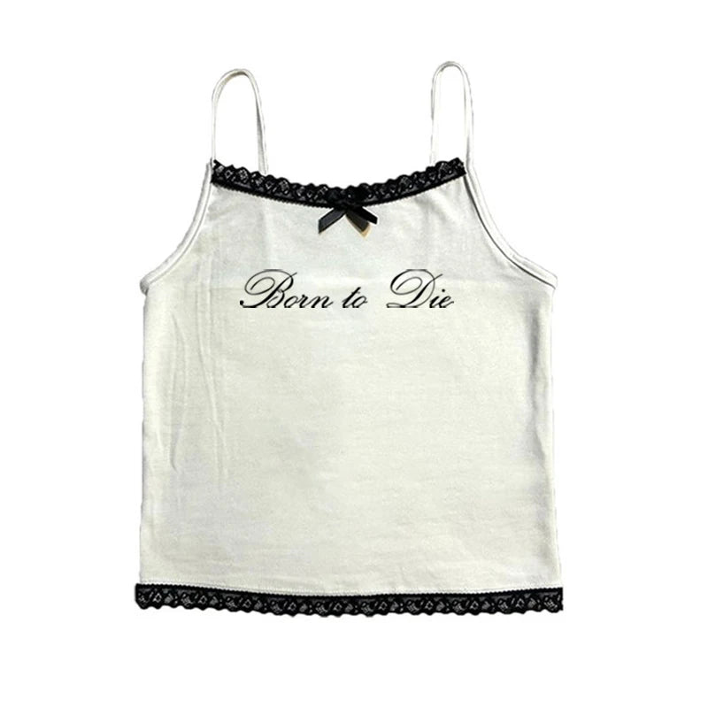 Gothic Grunge Punk Hip Hop Rock Streetwear Casual Sexy Crop Top Y2K Retro Harajuku Emo Girl Aesthetic Fashion Lace Camisole Tops