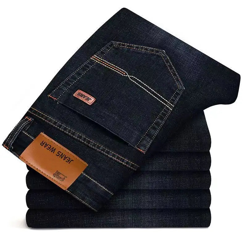 2025New Men Stretch Jeans Male Classic Elasticity Business jeans men fashion comfortable Solid slim straight long Denim pants