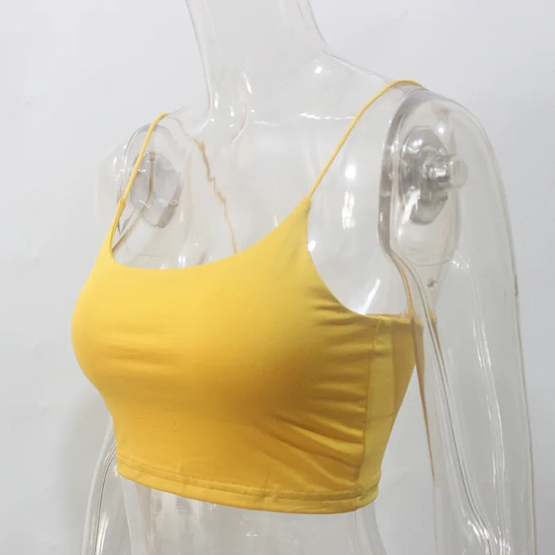 Hot Sale!Women Summer Camisole Crop Tops Sleeveless Slim Sling T-shirt Black White Bottoming Tanks Bra Underwear Vest Tops