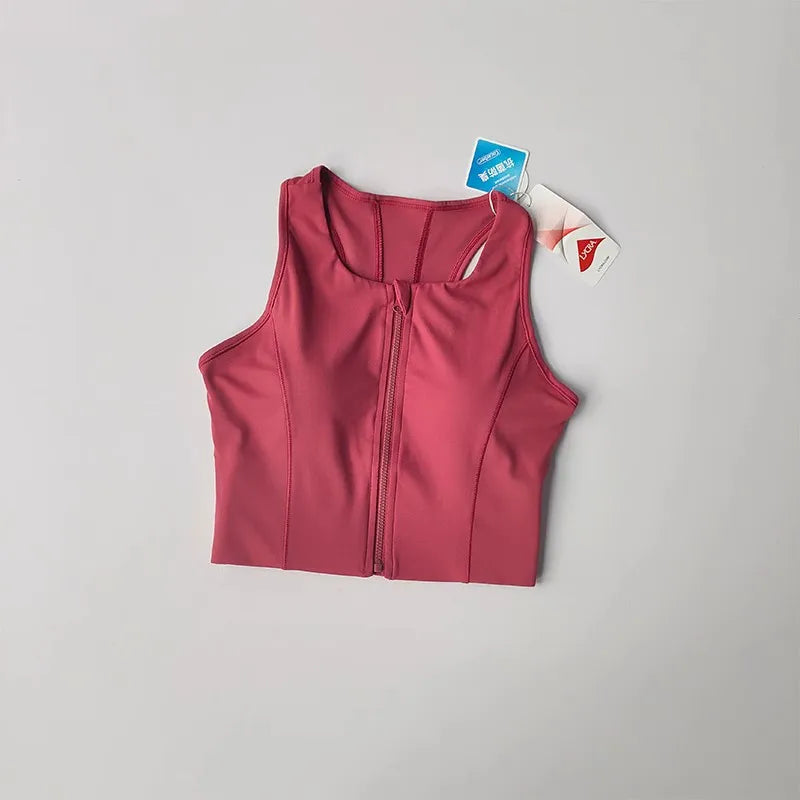 Women's High Impact Sports Bra Top Front Zipper Breathable Shockproof Fitness Vest for Running Gym Wear Yoga Brassiere