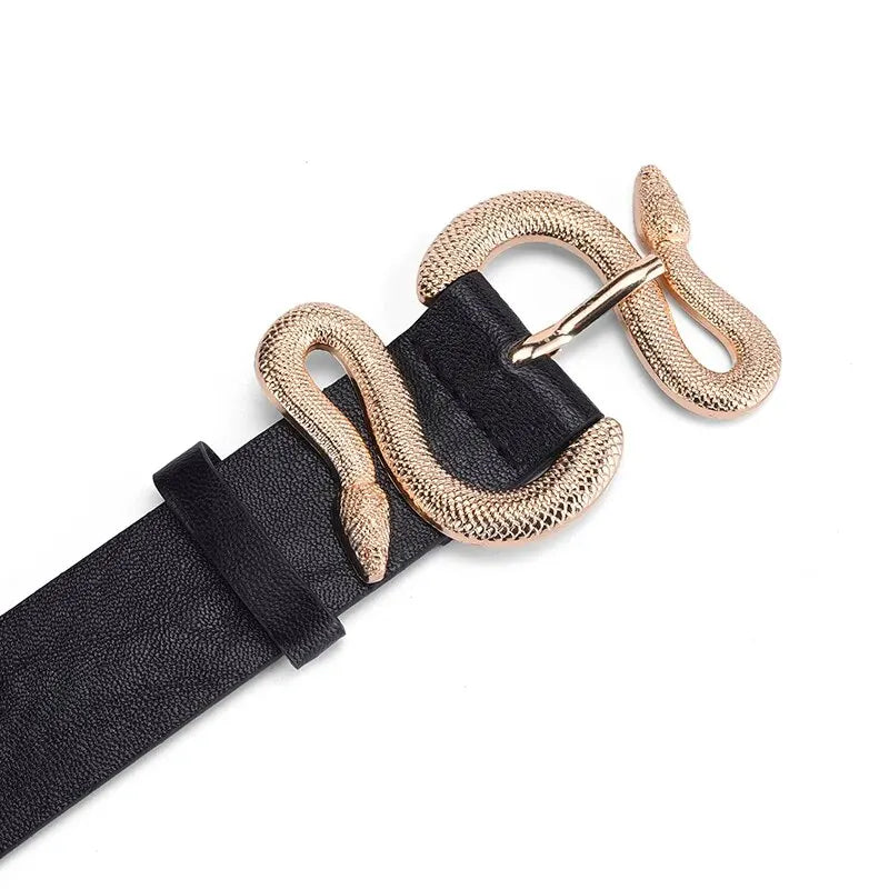 Women's Belt Trend Retro Snake Buckle Belt Fashion Casual Pu Leather Belt With Dress Jeans Belts Gift For Women and Girlfriend