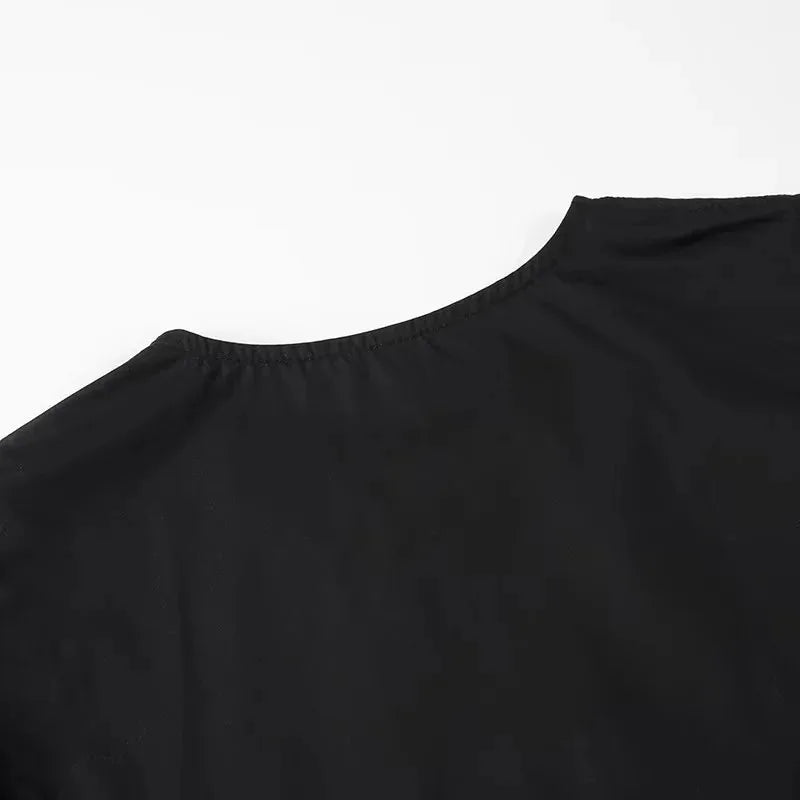 TRAF Leopard Print Crop Top Women Puff Sleeve Ruffle Blouses Woman 2024 Summer Shirts and Blouses for Women Ruched Ladies Tops