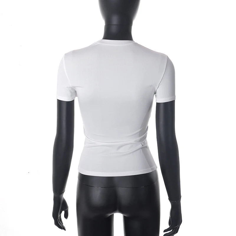 2025 Spring New Short Sleeve T-Shirt Women Solid Simple Casual Soft All-Match Hot Basic Crop Tops Tees Summer Fashion