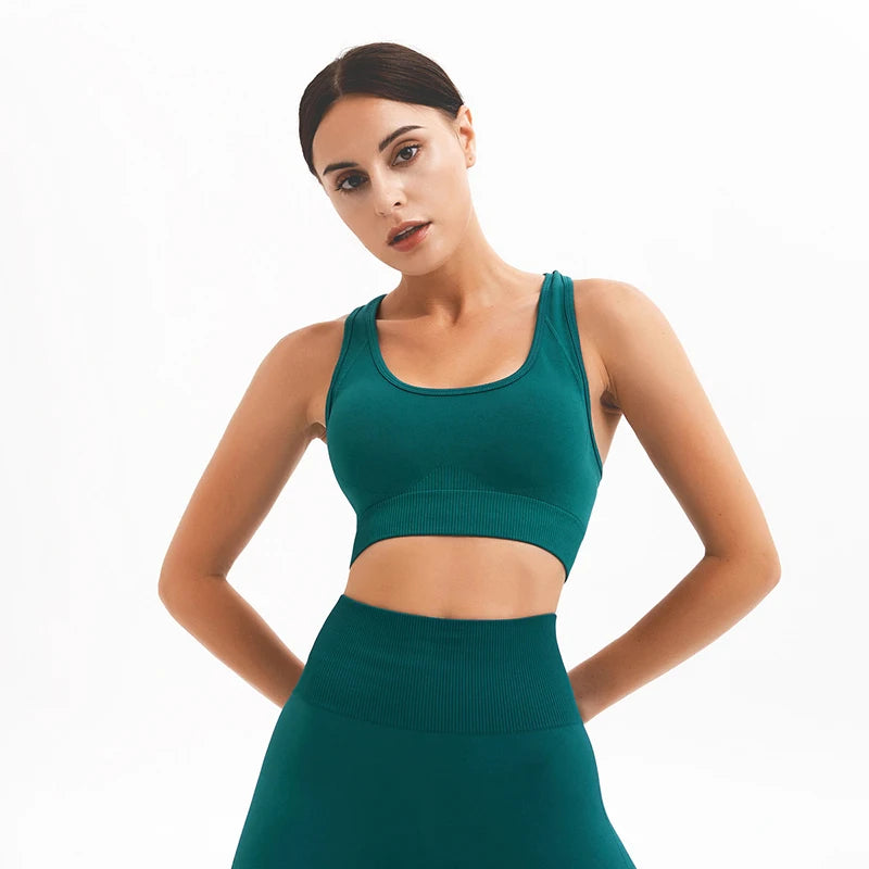 WAREBALL Tank Top Women Female Gym Yoga Bra Padded Sports Bra Removable Workout Push Up Crop Top Fitness Bra Athletic Sportswear
