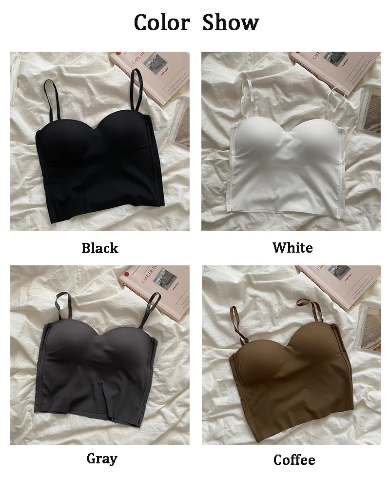 Hot Girls Thin Section Double Straps Solid Color Suspenders Inside Sport Vest Sexy Outer Wear Bottoming Slim Women Crop Tops Bra