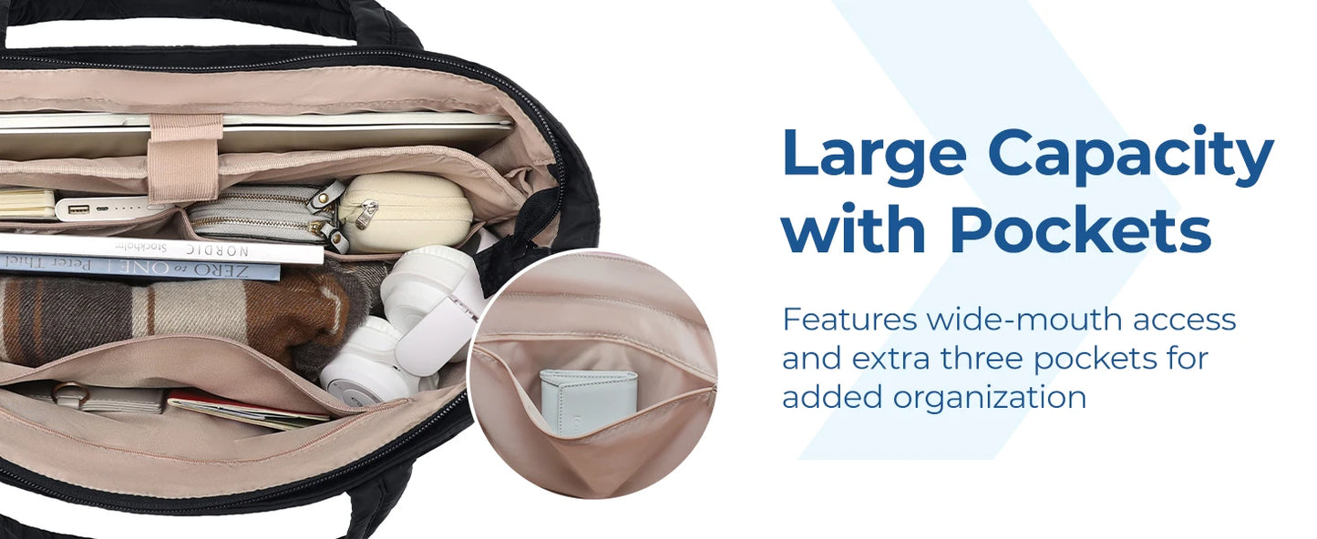 BAGSMART The Bubble Tote Bag Cotton Padded Female Quilting Puffy Shoulder Shopper Purse Simple Daily Handbag Women's Bags