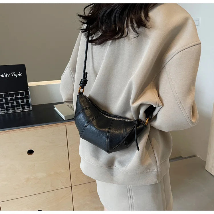Velvet Material Zipper 2025 High Quality Shoulder Bag Solid Color Simple Fashionable Crossbody Bag Soft Western Style Handbag