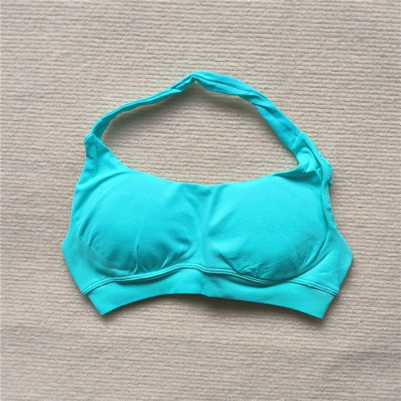 HBC Women's Sports Bra High Elastic Halter Top Push-up Fitness Workout Underwear Seamless Gym Tops Yoga Bra