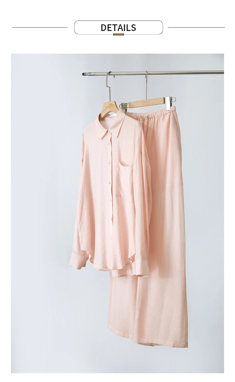 AMII Minimalism Shirt Pants For Women 2025 Spring New Casual Basic Shirt Sold Separate Straight Long Wide Leg Pants 12511048