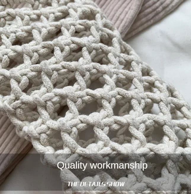 Women Fashion Small Crossbody Phone Bag Solid Color Hollow-out Woven Crochet Lightweight Braided Shoulder Handbag Crossbody Bags