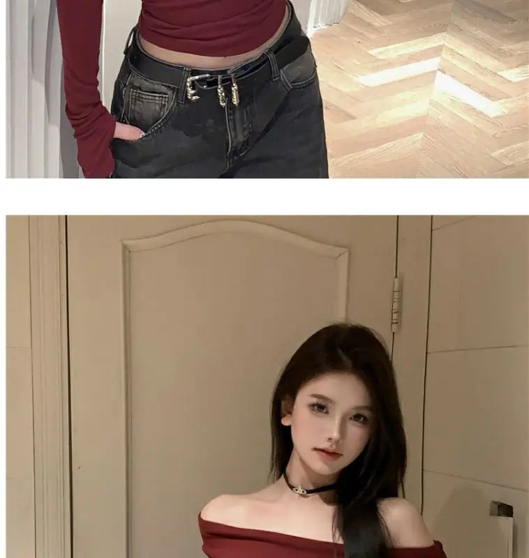 Women Y2K Gothic Grunge T Shirts Off Shoulder 2023 Autumn Streetwear Fairycore Hip Hop Tops Punk Casual Tees Female Clothes
