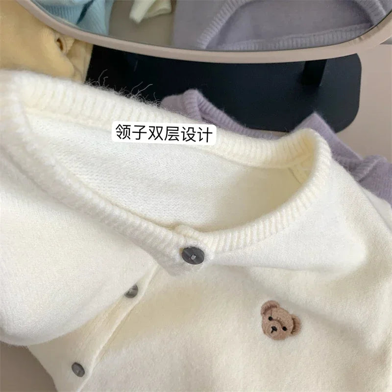 Yaminiya Autumn 2024 O-Neck Knit Sweater Sweet Cartoon Embroidery Casual Tops Japanese Fashion Single Breasted Cardigan Harajuku
